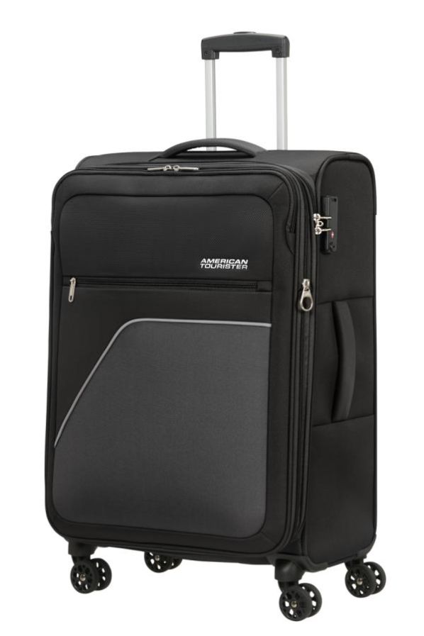 Mala de Viagem Média 68cm Expansível 4 Rodas Preta/Cinzenta - Sky Surfer | American Tourister