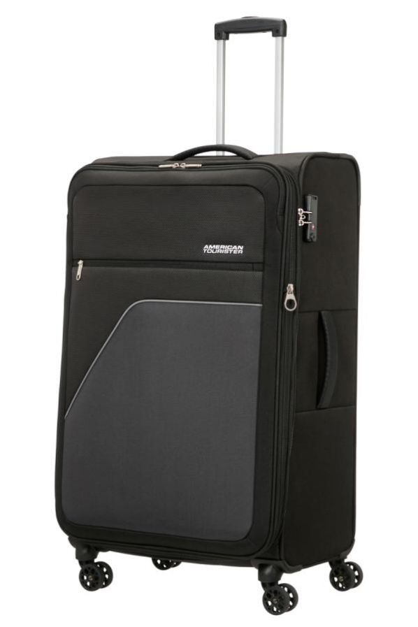 Mala de Viagem Grande 80cm Expansível 4 Rodas Preta/Cinzenta - Sky Surfer | American Tourister