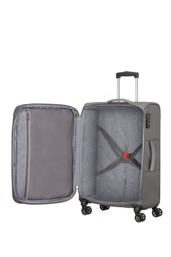 Mala de Viagem Média 68cm Expansível 4 Rodas Cinzenta/Laranja - Sky Surfer | American Tourister