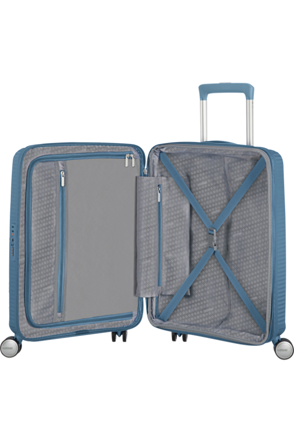 Mala de Cabine 55cm Expansível Azul Pedra - Soundbox | American Tourister®