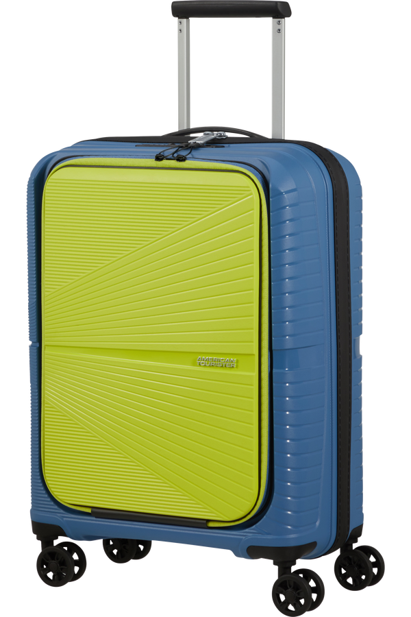 Mala de Cabine Superleve 55cm 4 Rodas com Bolso para Portátil 15.6 Azul-Coroa/Lima - Airconic | Ame