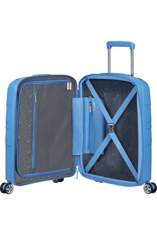 Mala de Cabine 55cm Expansível 4 Rodas Azul Tranquilo - StarVibe | American Tourister®