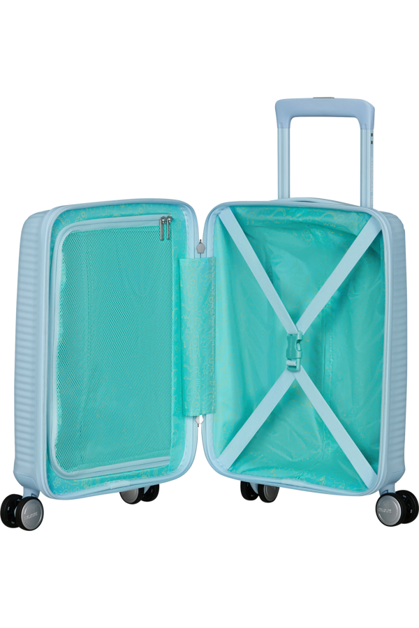 Mala de Viagem Pequena 47cm 4 Rodas Azul Pastel - Soundbox Mini | American Tourister