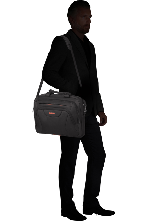 Pasta para Portátil 15.6 Preto/Laranja - AT Work | American Tourister