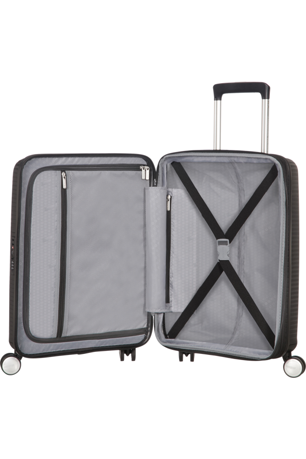 Mala de Cabine 55cm Expansível Preta - Soundbox | American Tourister®