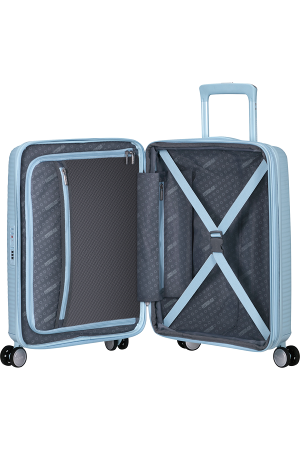 Mala de Cabine 55cm Expansível Azul Pastel - Soundbox | American Tourister®