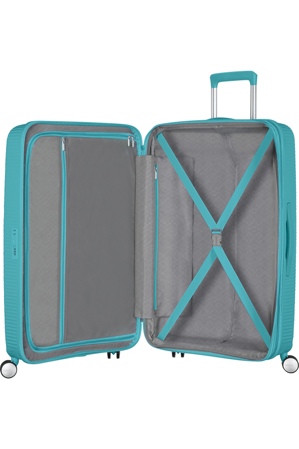 Mala de Viagem Grande 77cm Expansível Turquesa - Soundbox | American Tourister®