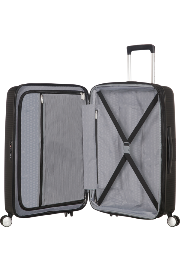 Mala de Viagem Grande 77cm Expansível Preta - Soundbox | American Tourister®