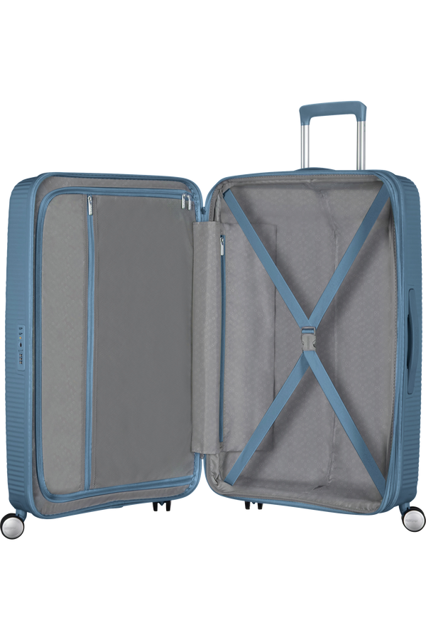 Mala de Viagem Grande 77cm Expansível Azul Pedra - Soundbox | American Tourister®