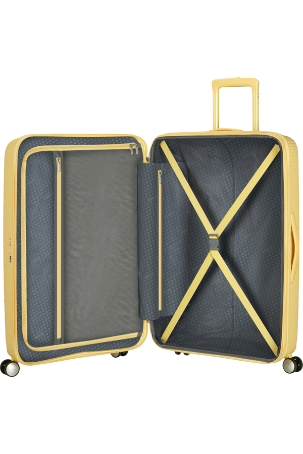 Mala de Viagem Grande 77cm Expansível Amarelo Pastel - Soundbox | American Tourister®