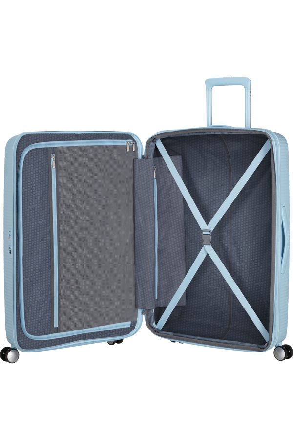 Mala de Viagem Grande 77cm Expansível Azul Pastel - Soundbox | American Tourister®