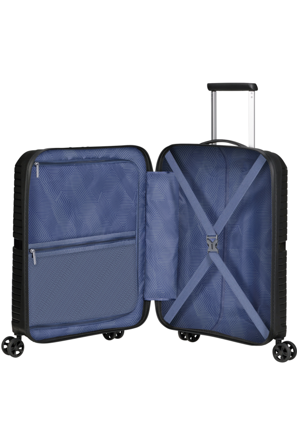 Mala de Cabine Superleve 55cm 4 Rodas com Bolso para Portátil 15.6 Preto Ónix - Airconic | American