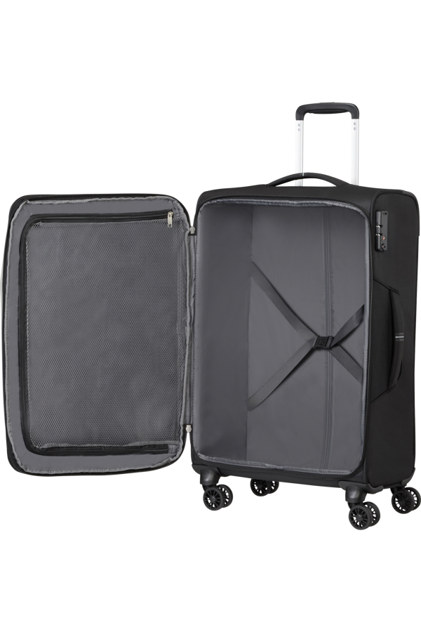 Mala de Viagem Média 67cm Expansível 4 Rodas Preto/Cinza - Crosstrack | American Tourister