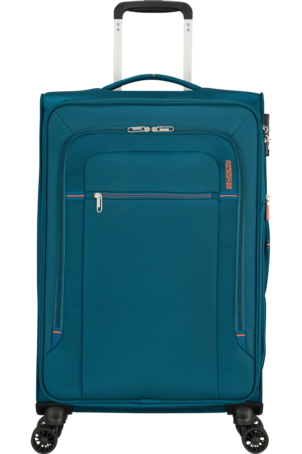 Mala de Viagem Média 67cm Expansível 4 Rodas Azul Marinho/Laranja - Crosstrack | American Tourister