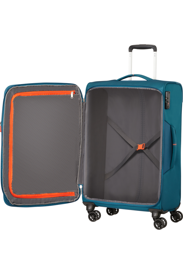 Mala de Viagem Média 67cm Expansível 4 Rodas Azul Marinho/Laranja - Crosstrack | American Tourister