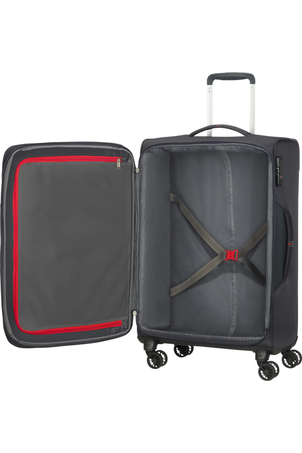 Mala de Viagem Média 67cm Expansível 4 Rodas Cinzento/Vermelho - Crosstrack | American Tourister