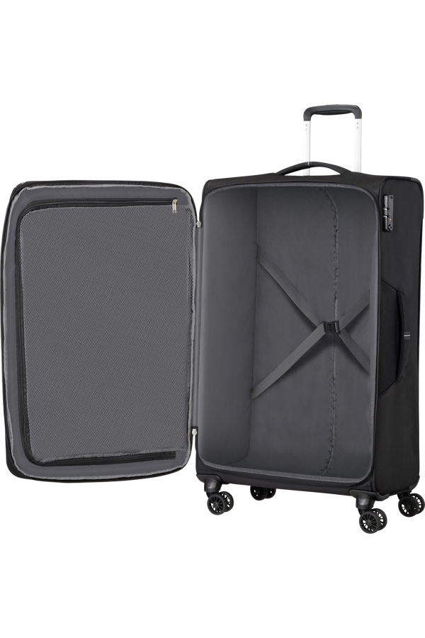 Mala de Viagem Grande 79cm Expansível 4 Rodas Preto/Cinza - Crosstrack | American Tourister