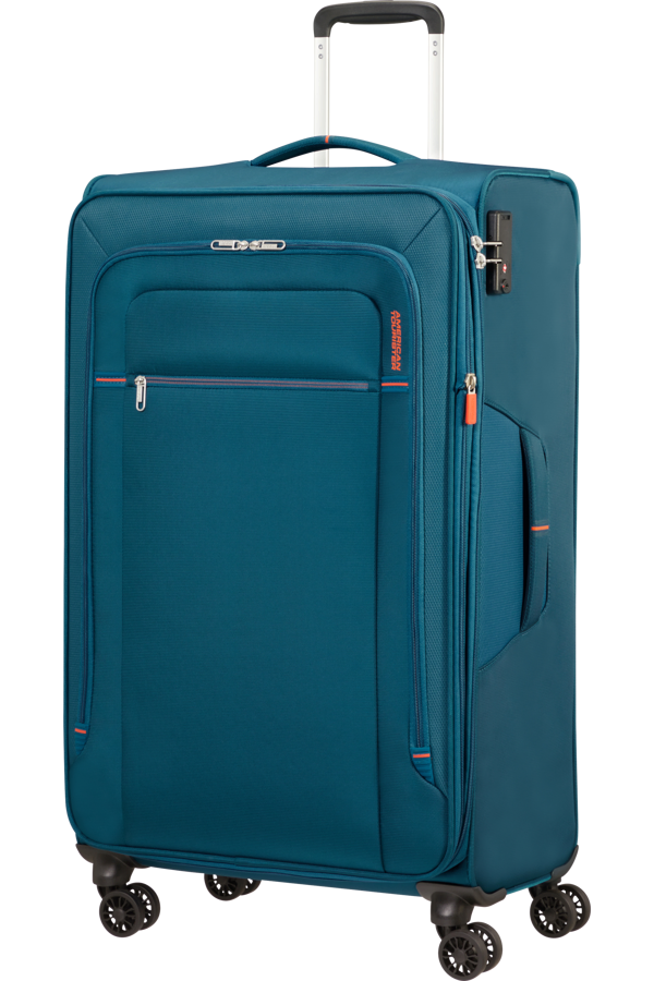 Mala de Viagem Grande 79cm Expansível 4 Rodas Azul Marinho/Laranja - Crosstrack | American Tourister
