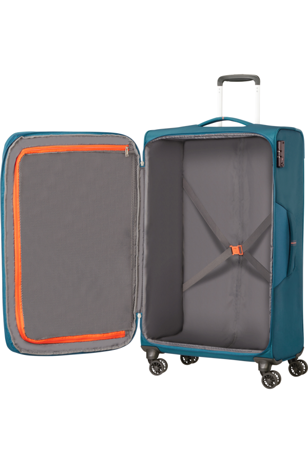 Mala de Viagem Grande 79cm Expansível 4 Rodas Azul Marinho/Laranja - Crosstrack | American Tourister