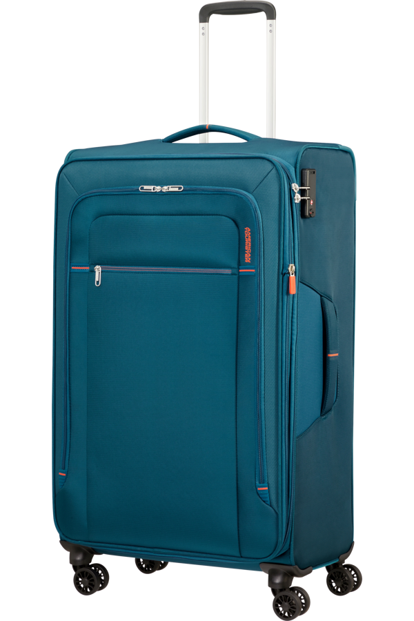Mala de Viagem Grande 79cm Expansível 4 Rodas Azul Marinho/Laranja - Crosstrack | American Tourister