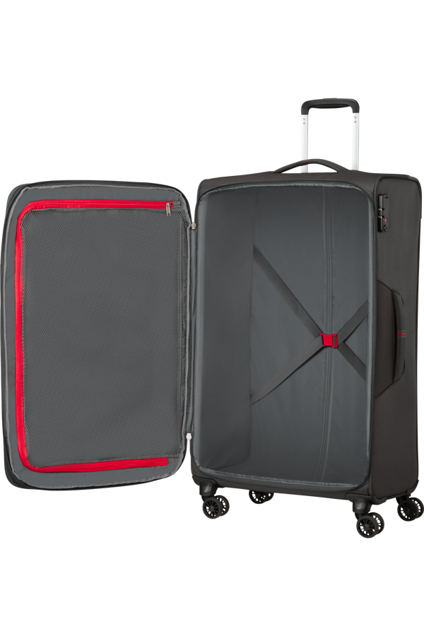 Mala de Viagem Grande 79cm Expansível 4 Rodas Cinzento/Vermelho - Crosstrack | American Tourister