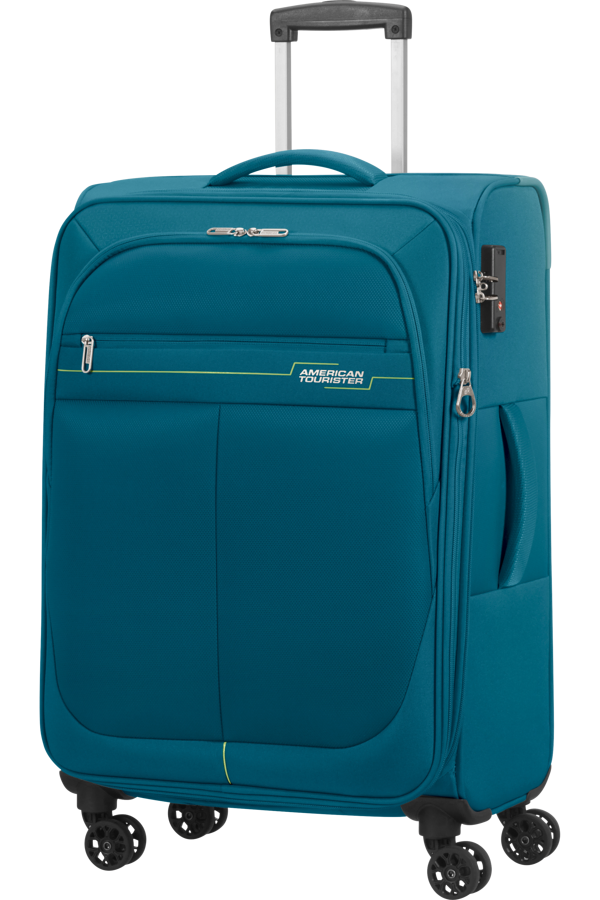 Mala de Viagem Média 68cm Expansível 4 Rodas Azul-Petróleo/Lima - Deep Dive | American Tourister