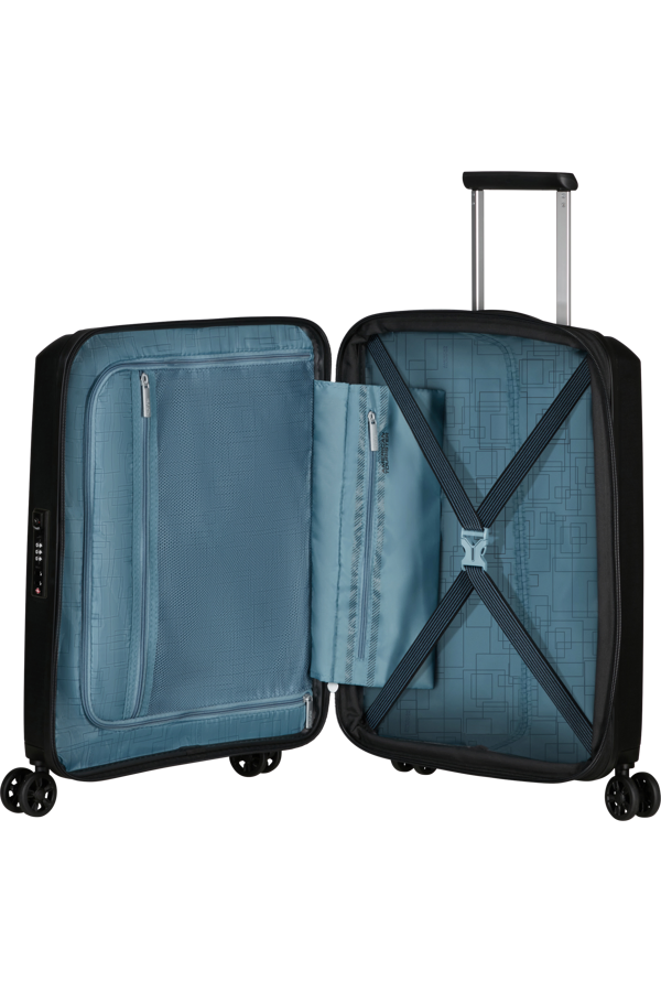 Mala de Cabine 55cm Expansível 4 Rodas Preta - AeroStep | American Tourister