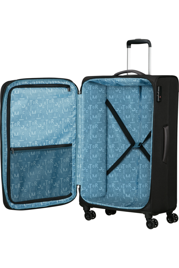 Mala de Viagem Grande 81cm Expansível 4 Rodas Preto-Asfalto - Pulsonic | American Tourister