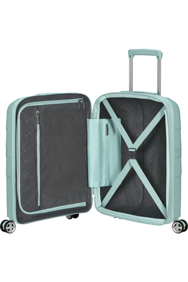 Mala de Cabine 55cm Expansível 4 Rodas Metalizada Azul Surf - StarVibe | American Tourister