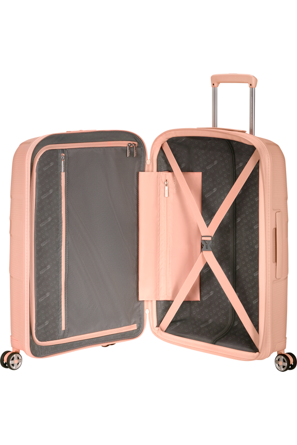 Mala de Viagem Média 67cm Expansível 4 Rodas Metalizada Pêssego - StarVibe | American Tourister