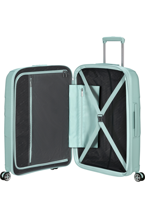 Mala de Viagem Média 67cm Expansível 4 Rodas Metalizada Azul Surf - StarVibe | American Tourister