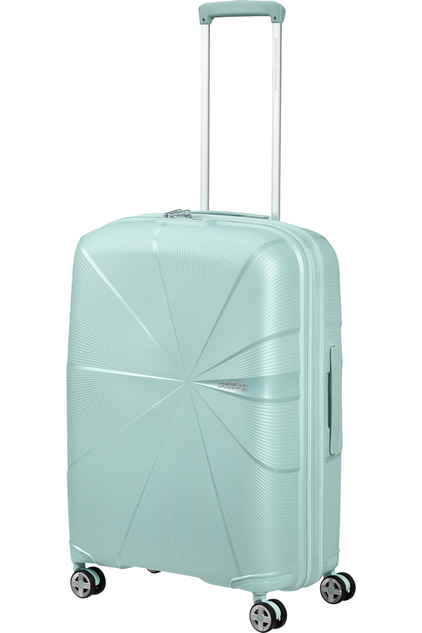 Mala de Viagem Média 67cm Expansível 4 Rodas Metalizada Azul Surf - StarVibe | American Tourister