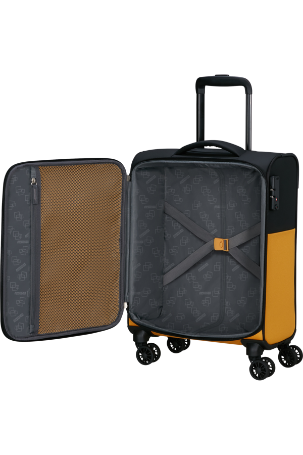 Mala de Cabine 55cm Expansível 4 Rodas Preto/Amarelo - Daring Dash | American Tourister