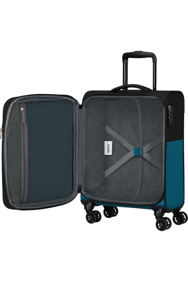 Mala de Cabine 55cm Expansível 4 Rodas Preto/Azul - Daring Dash | American Tourister
