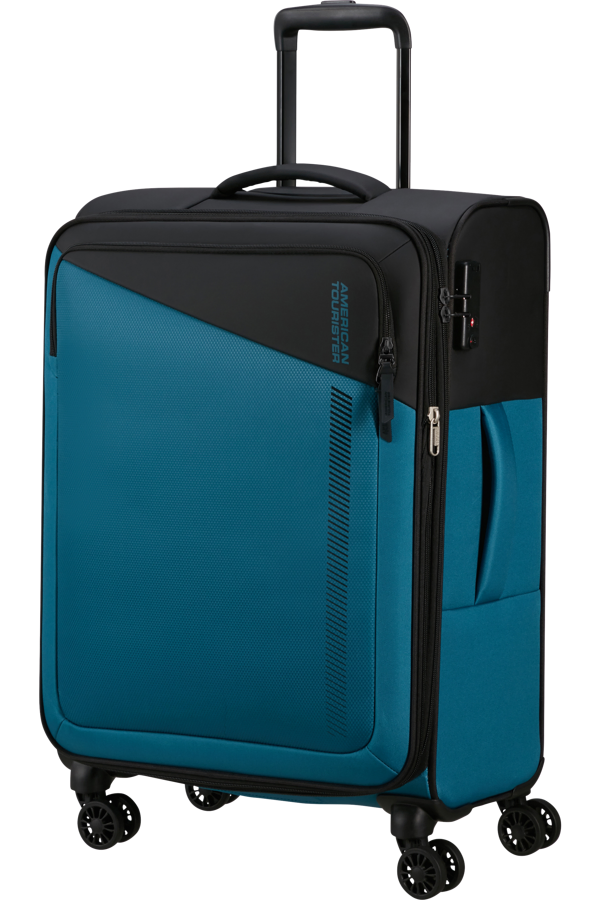 Mala de Viagem Média 67cm Expansível 4 Rodas Preto/Azul - Daring Dash | American Tourister