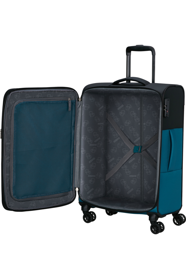 Mala de Viagem Média 67cm Expansível 4 Rodas Preto/Azul - Daring Dash | American Tourister