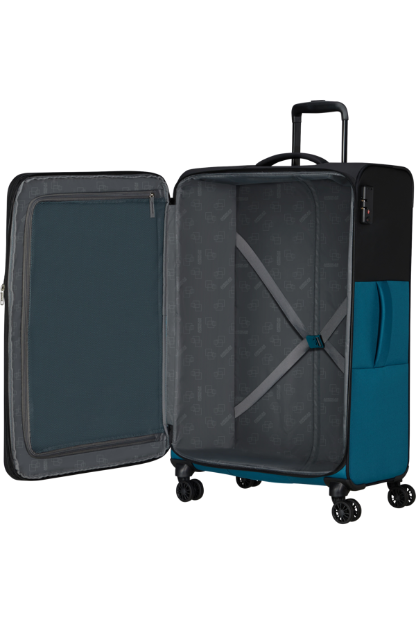 Mala de Viagem Grande 77cm Expansível 4 Rodas Preto/Azul - Daring Dash | American Tourister