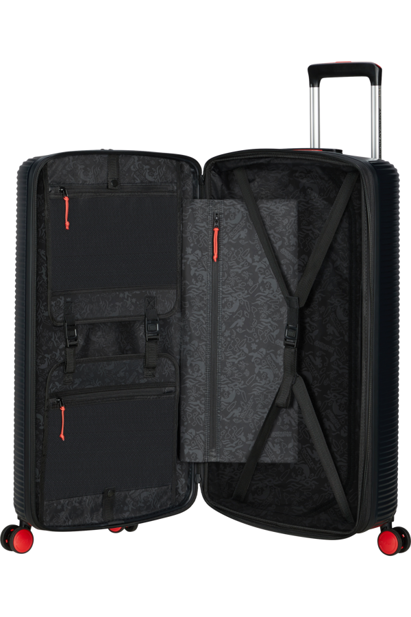 Mala de Viagem Grande 75cm Expansível 4 Rodas Preto/Vermelho - Rollio | American Tourister