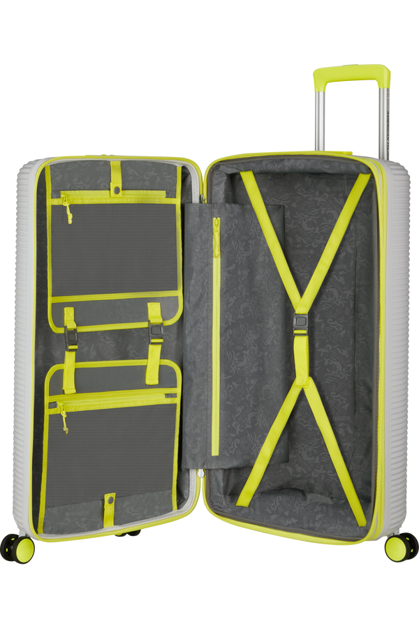 Mala de Viagem Grande 75cm Expansível 4 Rodas Cinzento-Claro/Lima - Rollio | American Tourister®