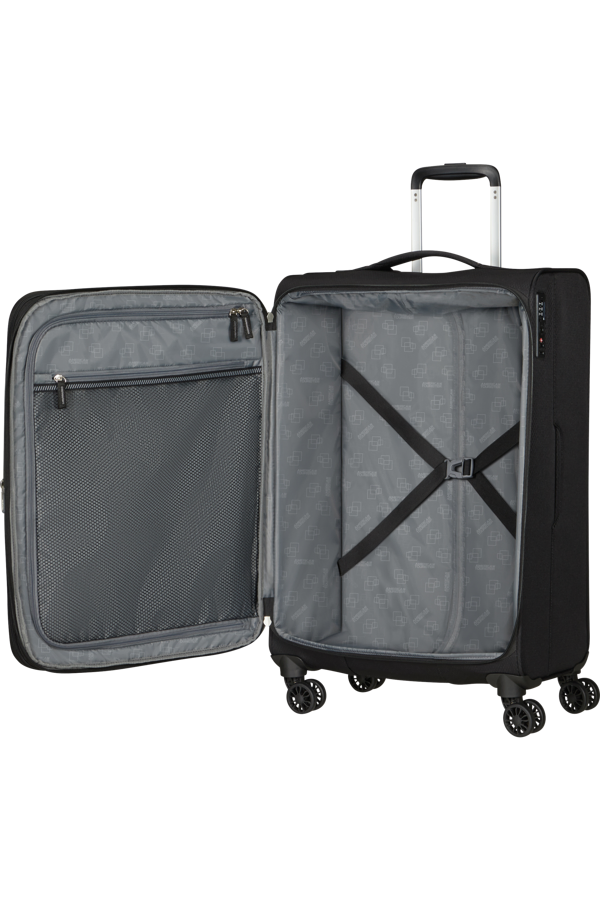 Mala de Viagem Média 69cm Expansível 4 Rodas Preto - AeroSpin | American Tourister