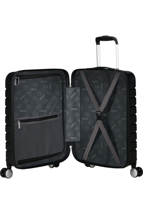 Mala de Cabine 55cm 4 Rodas Com Bolso para Portátil 15.6 Preto Sombra - Flashline | American Touris