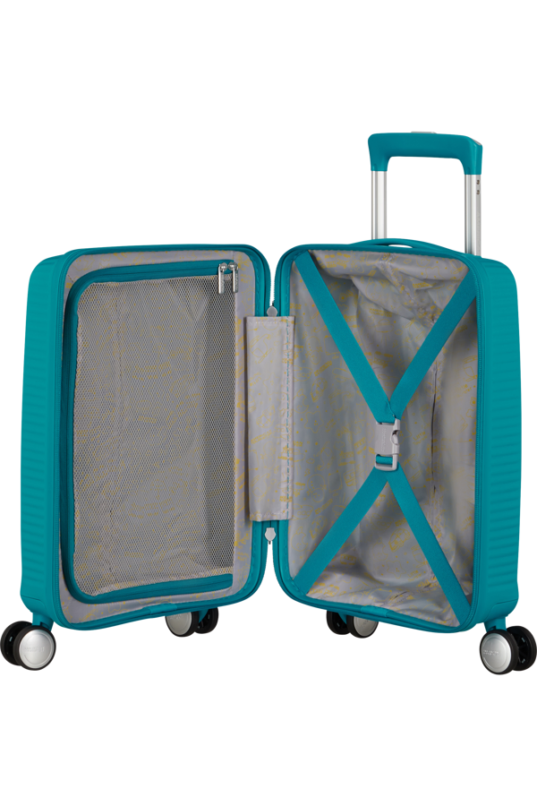 Mala de Viagem Pequena 47cm 4 Rodas Azul-Petróleo - Soundbox Mini | American Tourister
