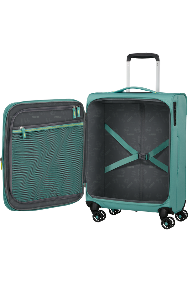 Mala de Cabine 55cm Expansível 4 Rodas Turquesa - AeroSpin | American Tourister®