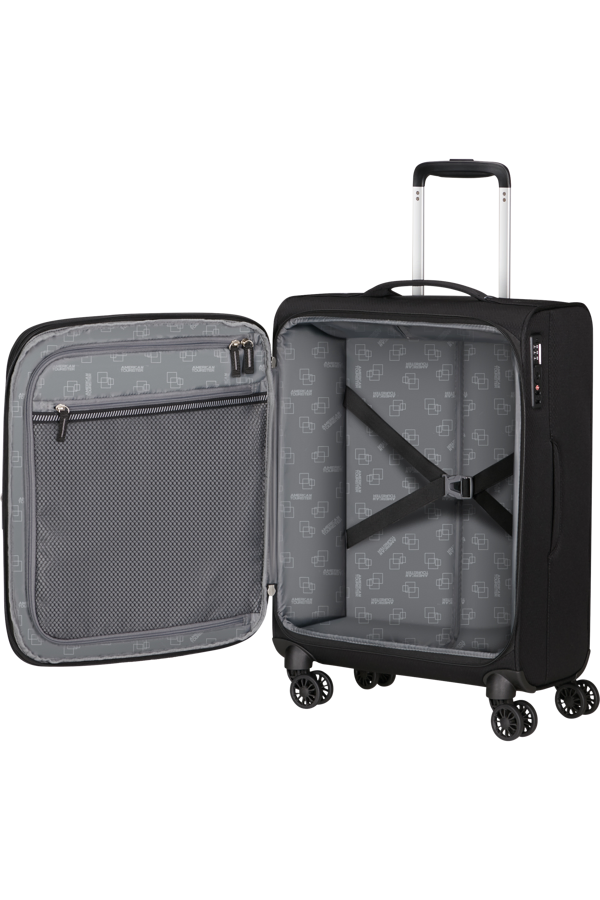 Mala de Cabine 55cm Expansível 4 Rodas Preto - AeroSpin | American Tourister