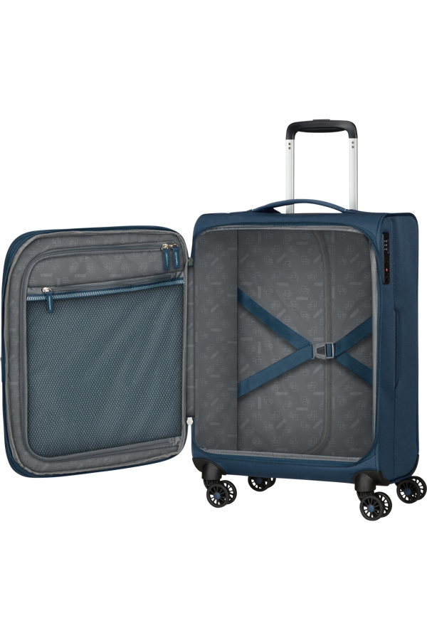 Mala de Cabine 55cm Expansível 4 Rodas Índigo - AeroSpin | American Tourister