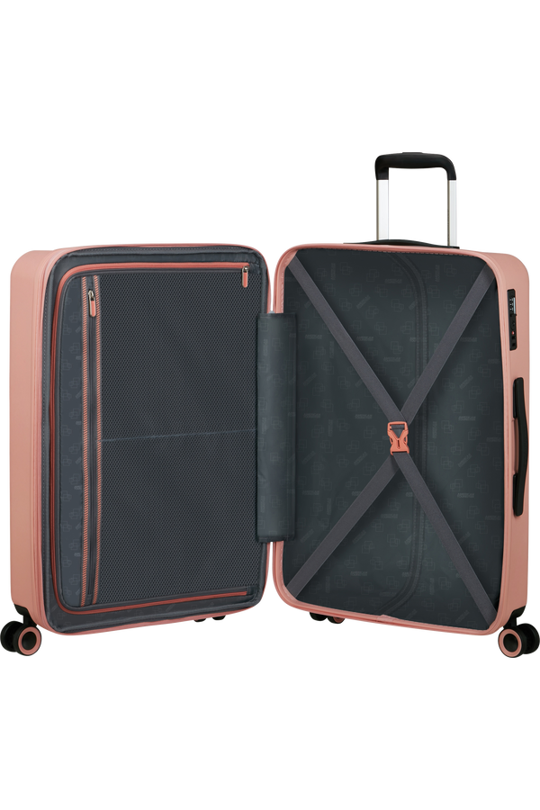 Mala de Viagem Média 66cm Expansível 4 Rodas Areia Rosa - Dynabelt | American Tourister