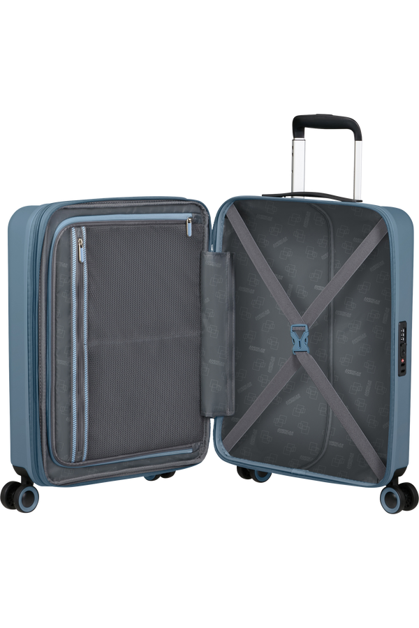 Mala de Cabine 55cm Expansível 4 Rodas Azul Tempestade - Dynabelt | American Tourister