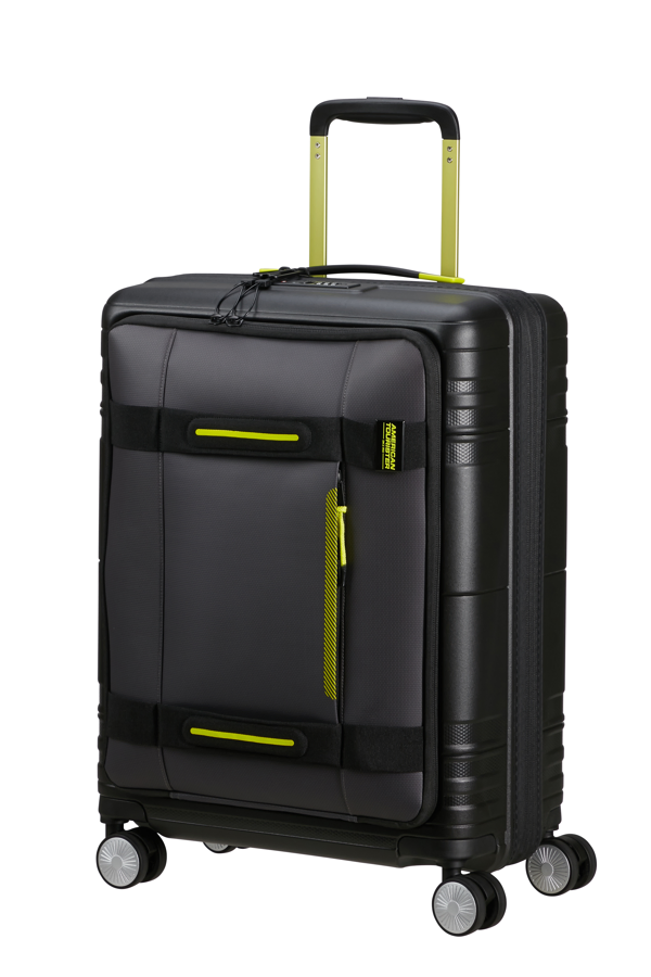 Mala de Cabine 55cm Expansível 4 Rodas com Bolso para Portátil 15.6 Preta/Lima - Hello Cabin | Amer