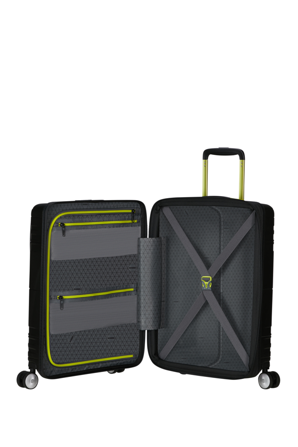 Mala de Cabine 55cm Expansível 4 Rodas com Bolso para Portátil 15.6 Preta/Lima - Hello Cabin | Amer