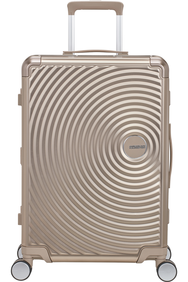 Mala de Viagem Média 68cm 4 Rodas em Alumínio Bronze - Soundbox Alu | American Tourister®